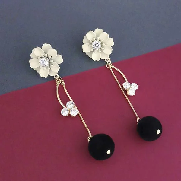 women’s silver earrings-Urthn White Floral Gold Plated Dangler Earrings - 1315708C