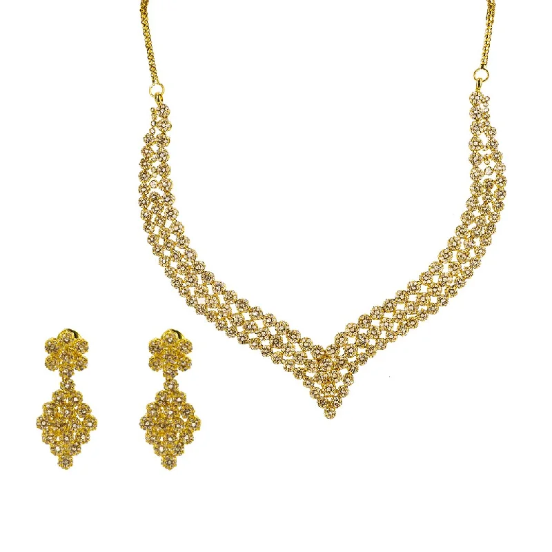 women’s platinum necklaces-22K Yellow Gold Uncut Diamond Necklace & Earrings Set W/ 24.25ct Uncut Diamonds & Pointed Collar