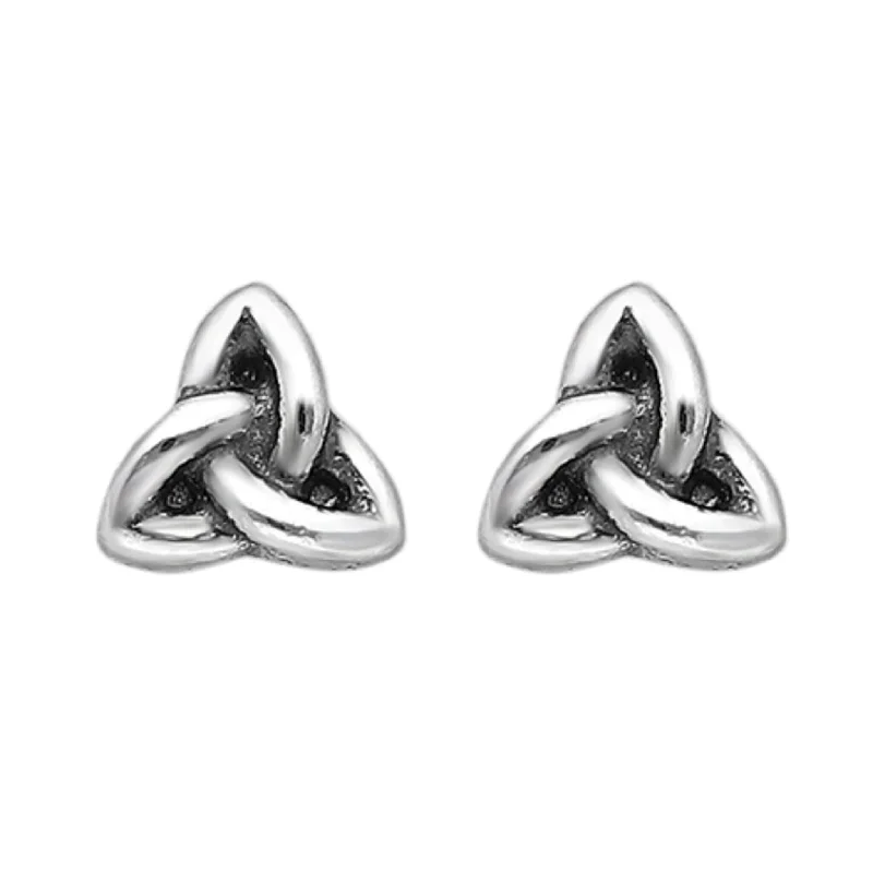 women’s teardrop earrings-Trinity Celtic Knot Stud Earrings In Sterling Silver