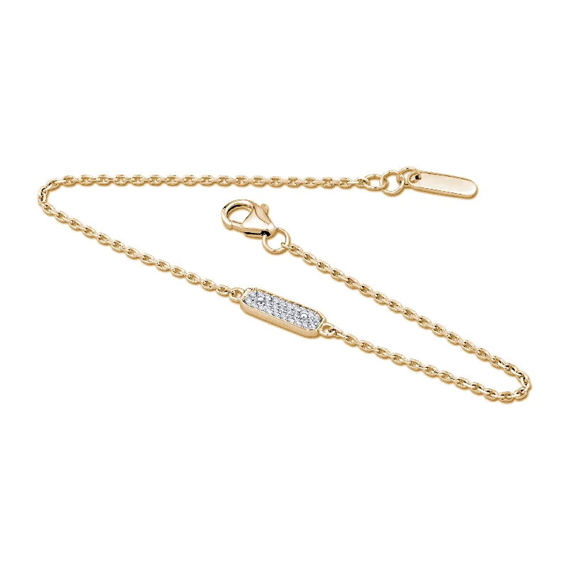 women’s luxury bracelets-14K Yellow Gold 0.08ct. Diamond Mini Bar Chain Bracelet