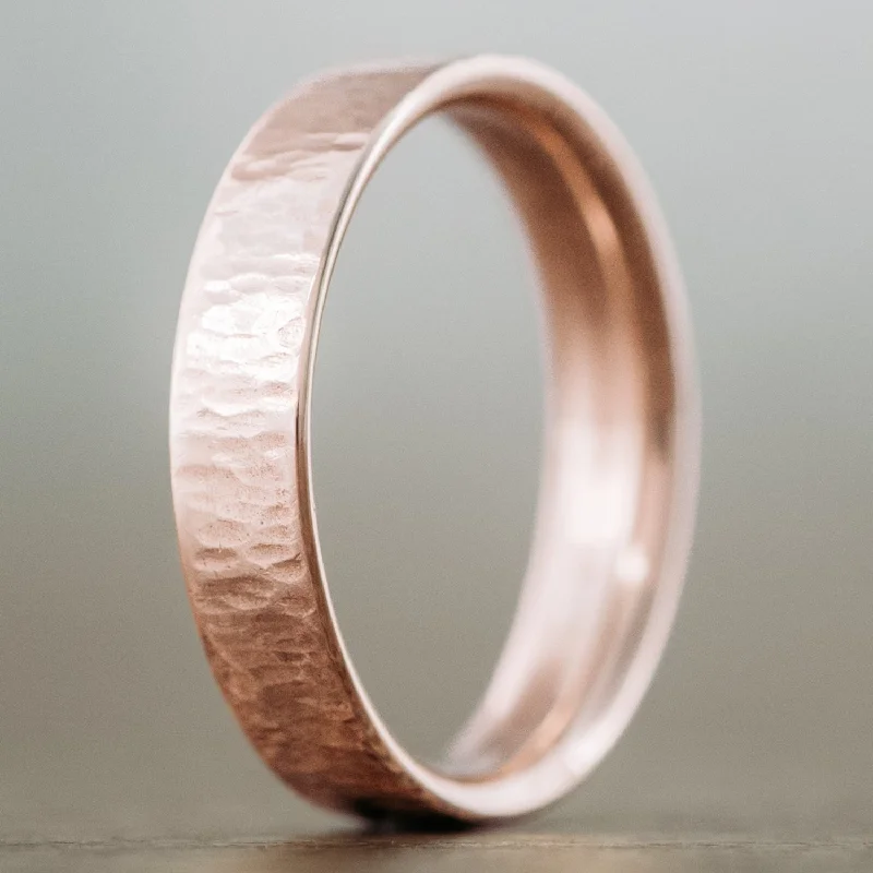 women’s special occasion engagement rings-The Willow | Women's Tree Bark Textured Rose Gold Wedding Band