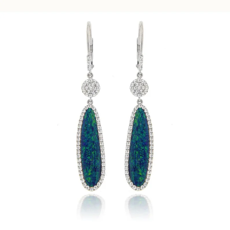 women’s asymmetrical earrings-Opal and Diamonds Earrings