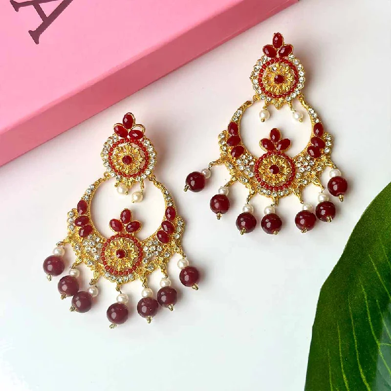 women’s small earrings-Abeeha Earrings (Maroon)