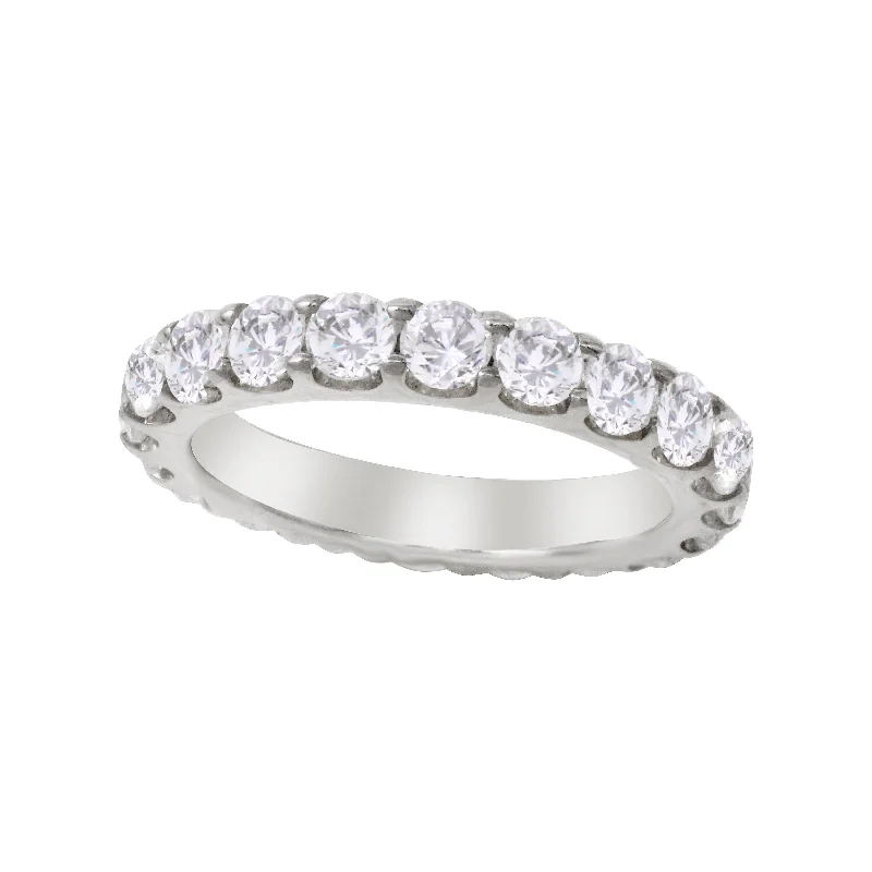 women’s sparkling engagement rings-Shared Prong Round Diamond Eternity Wedding Band 3.2mm