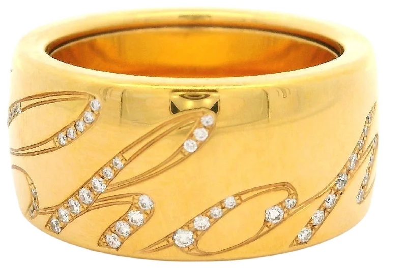 women’s gemstone-studded rings-18k Rose Gold Diamond Revolving Chopardissimo Signature Band Ring