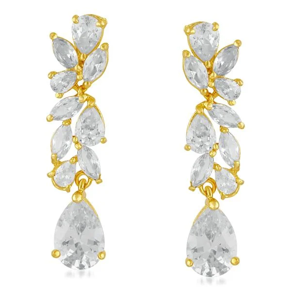 women’s bold earrings-Suhagan Gold Plated AD Stone Dangler Earrings - FBE0010