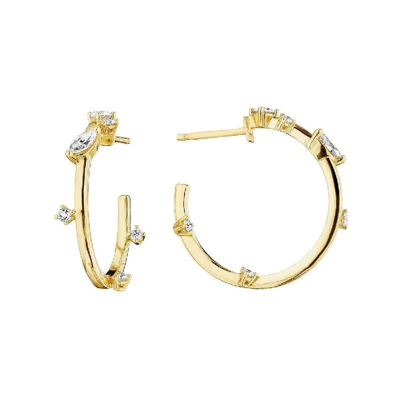 women’s square earrings-Petite Gold Constellation Hoop Earrings