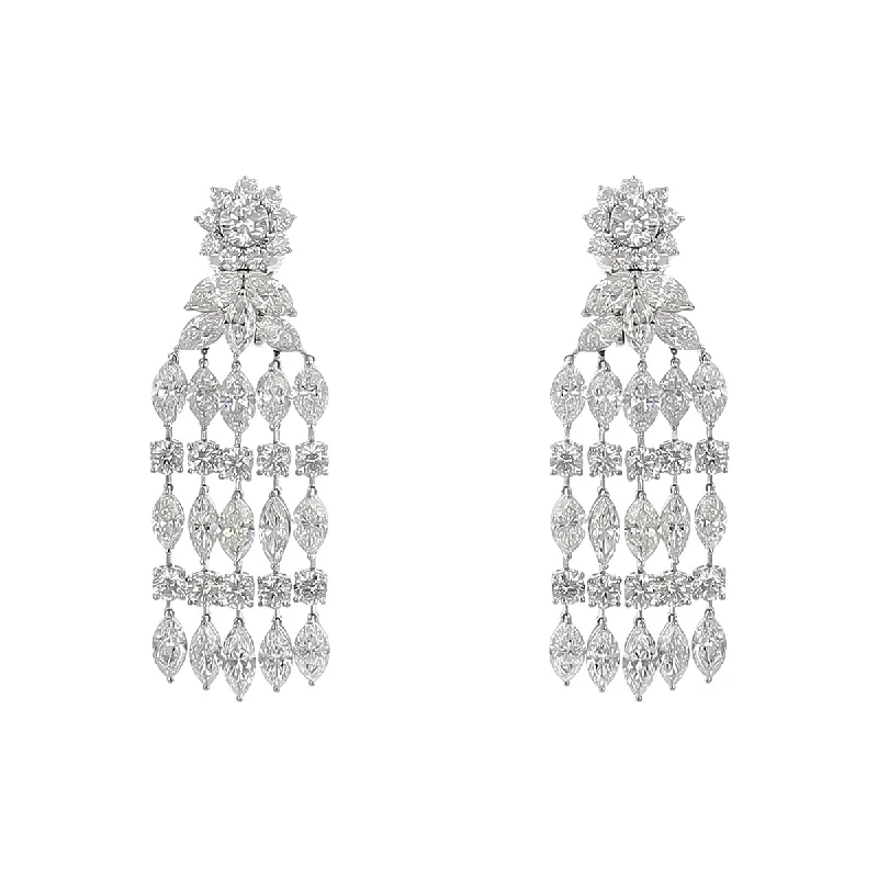 women’s small hoop earrings-Platinum Diamond Chandelier Drop Earrings