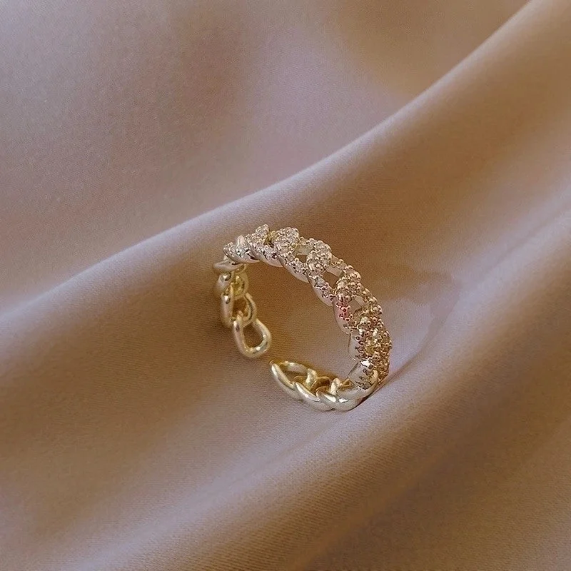 42# Open Ring-Golden Zircon Chain