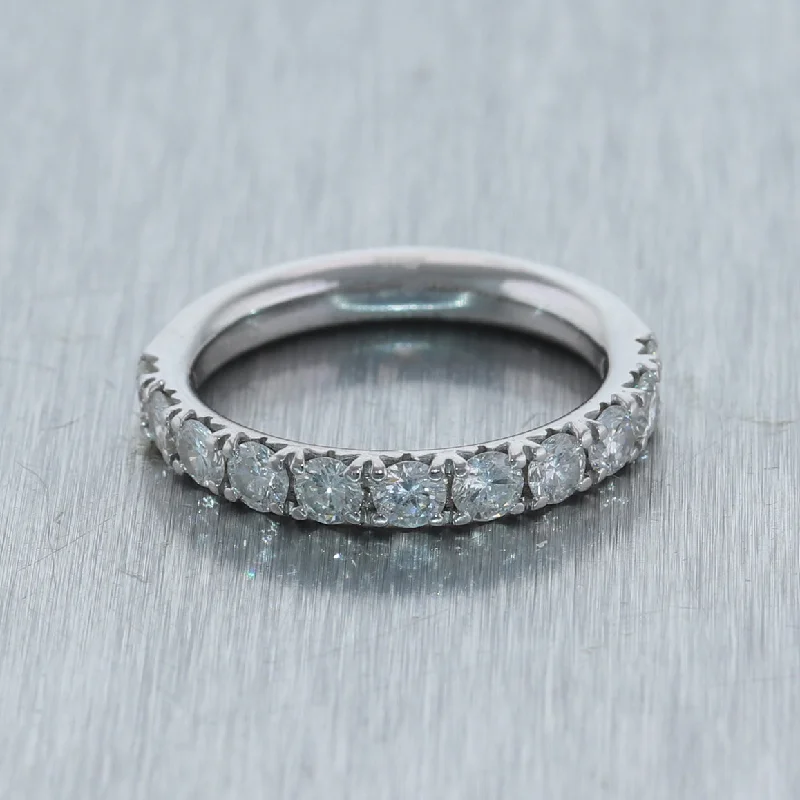 women’s sapphire engagement rings-Modern 18k White Gold 1.10ctw Diamond Wedding Band Ring