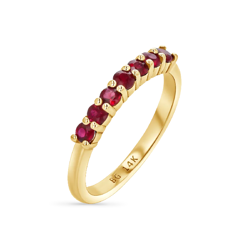 women’s unique rings-Lucky Seven Ruby Band