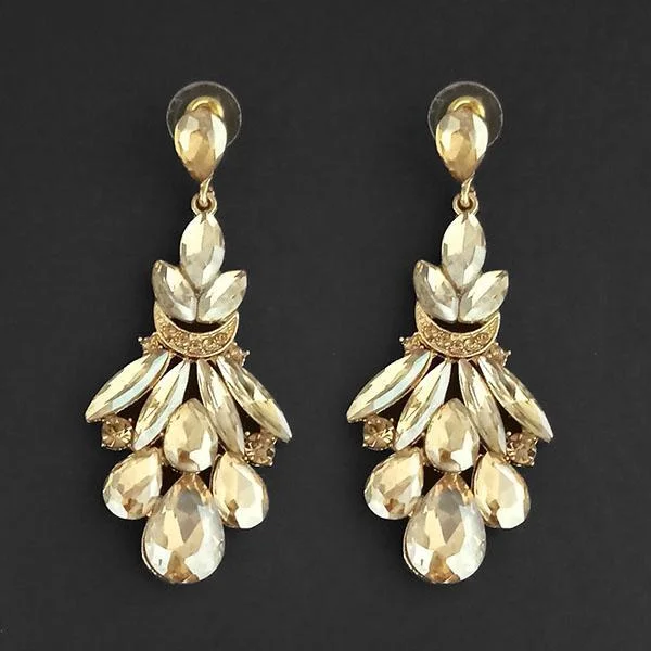 women’s platinum earrings-Kriaa Brown Crystal Stone Dangler earrings - 1315623