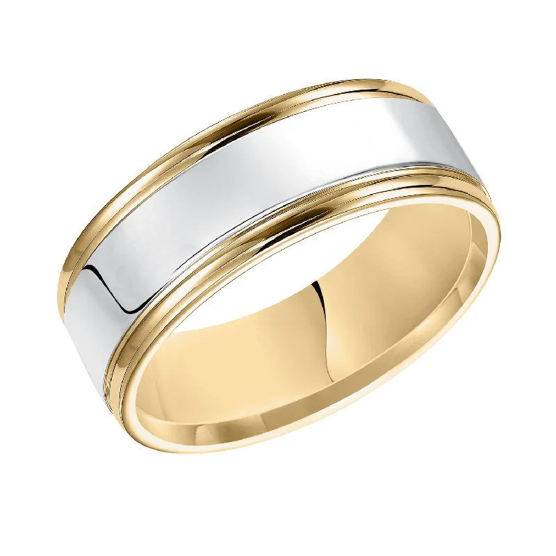 women’s elegant engagement rings-White and Yellow Gold 8mm Men's Wedding Band