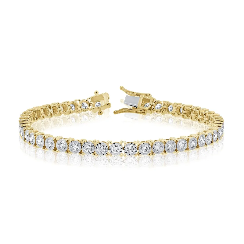 women’s crystal bracelets-Radiant 14K Gold Miracle-Set Diamond Tennis Bracelet