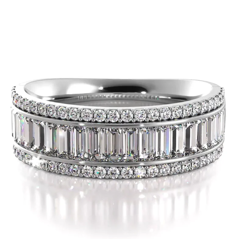 women’s princess cut engagement rings-1.85 ct. Baguette And Round Diamond Wedding Band