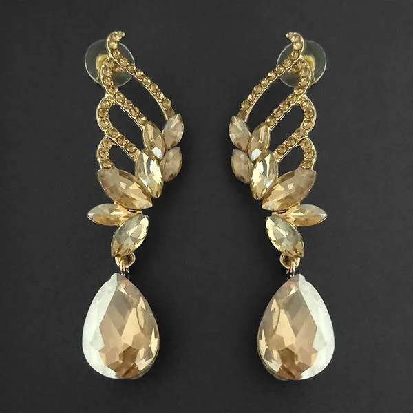 women’s bridal earrings-Kriaa Brown Crystal Stone Dangler earrings - 1315619