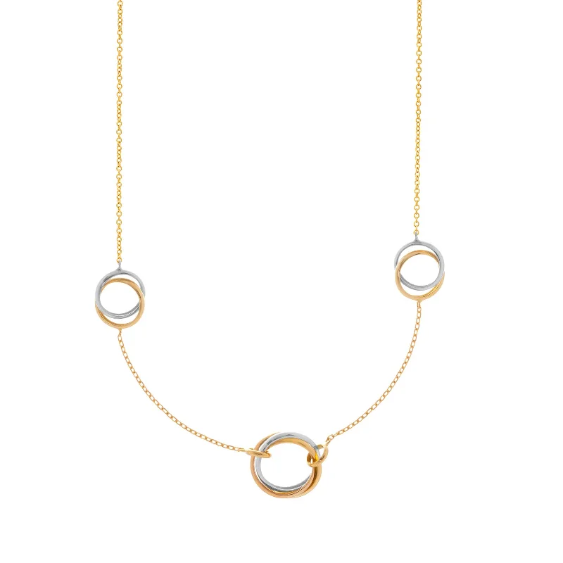 women’s collar necklaces-Interlocking Circles Chain Necklace, 18 Karat Gold