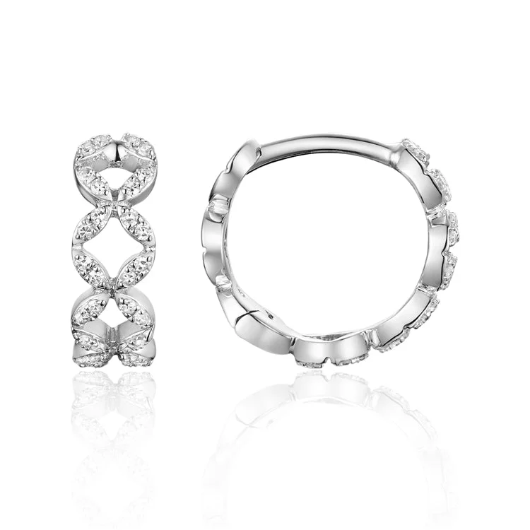 women’s bridal earrings-Luvente 14k Gold Mini Diamond Hoop Earrings E03898