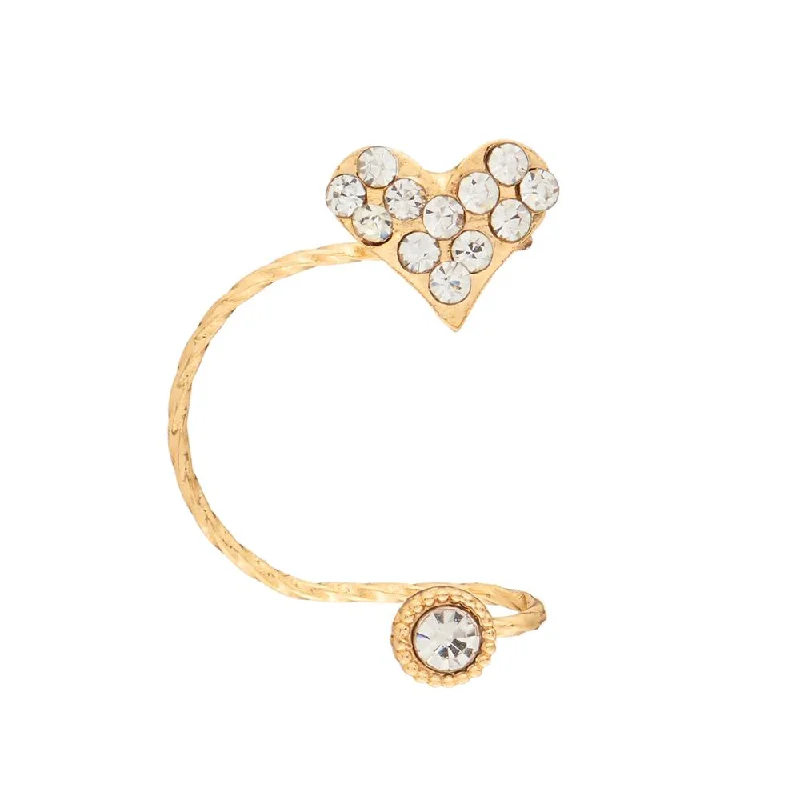 women’s heart-shaped diamond earrings-Urthn Gold Plated Austrian Stone Earr Cuff - 1310408A