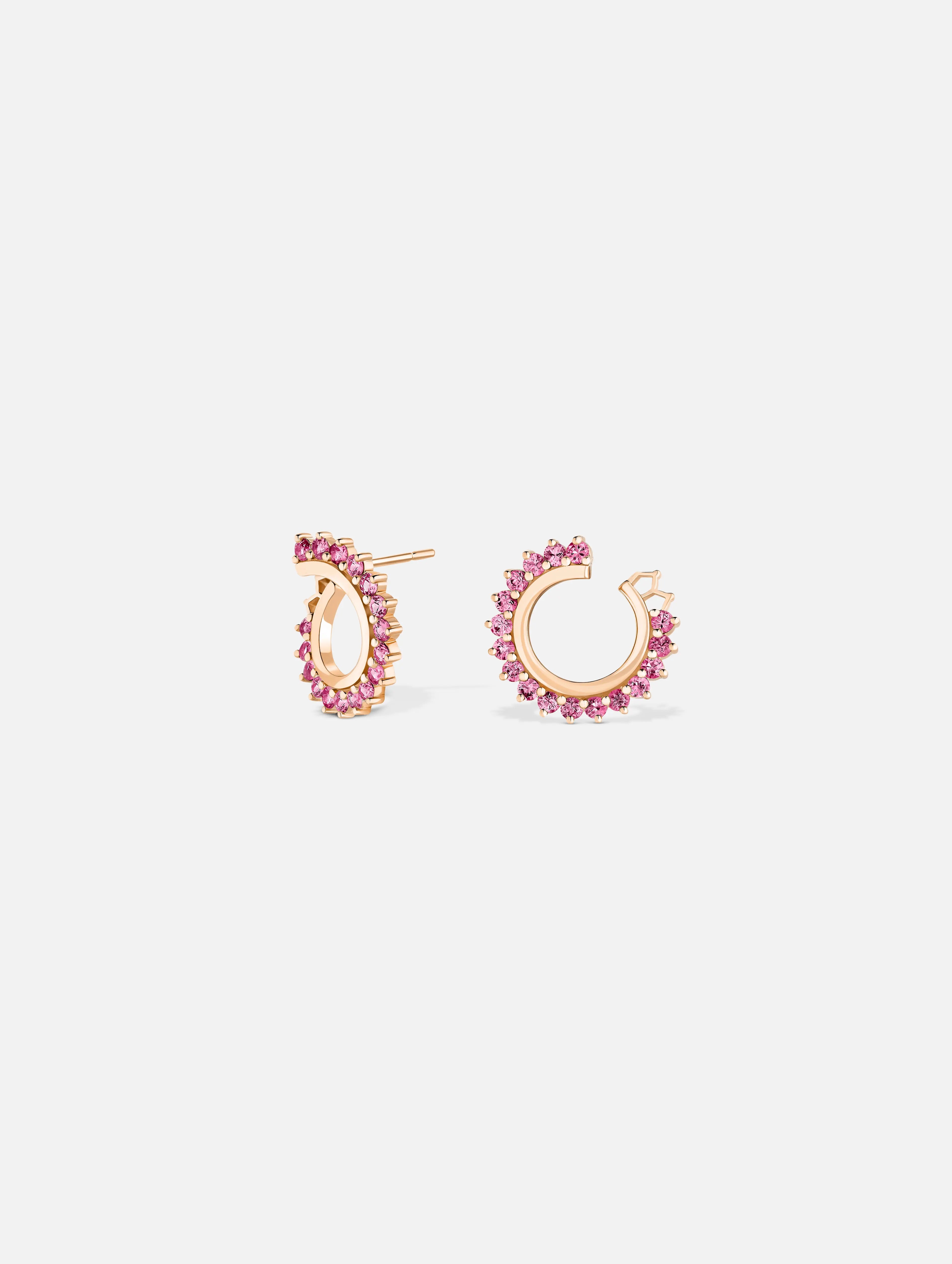 women’s star earrings-Pink Sapphire Earrings in Rose Gold