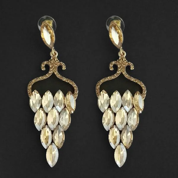 women’s asymmetrical earrings-Kriaa Brown Crystal Stone Dangler earrings - 1315630