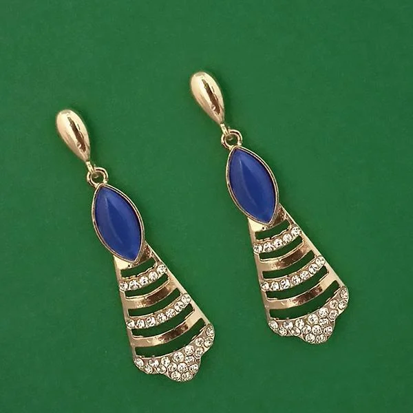 women’s custom earrings-Kriaa Gold Plated Pota Stone And Austrian Stone Enamel Earrings - 1314605E