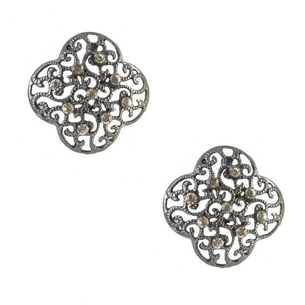 women’s wedding stud earrings-The99Jewel Stone Heart Black Oxidised Studs Earring