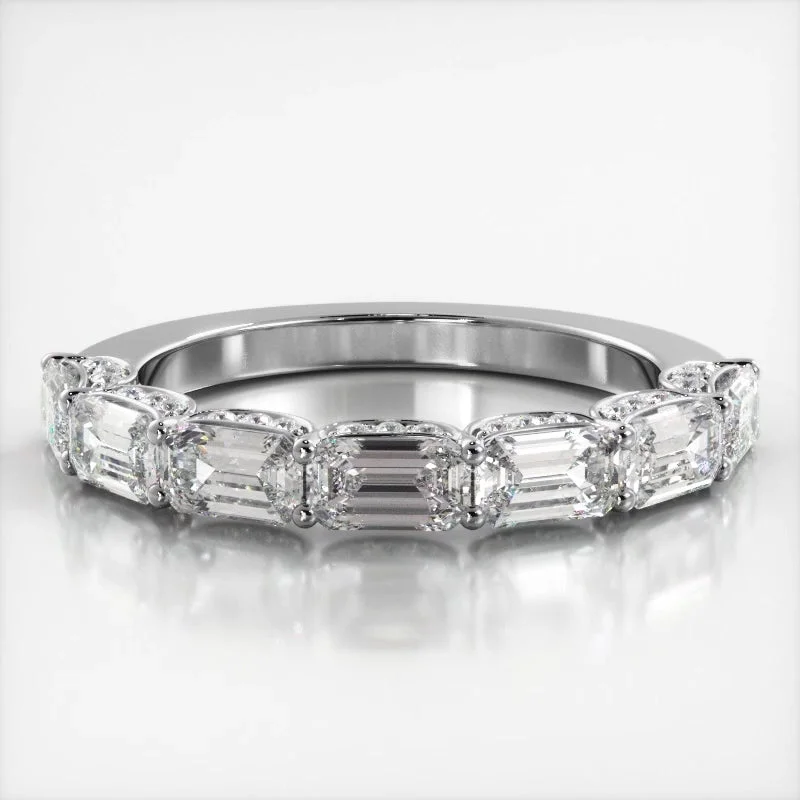 women’s wedding and engagement rings-3.01 ct. Round And Emerald Diamond Wedding Band