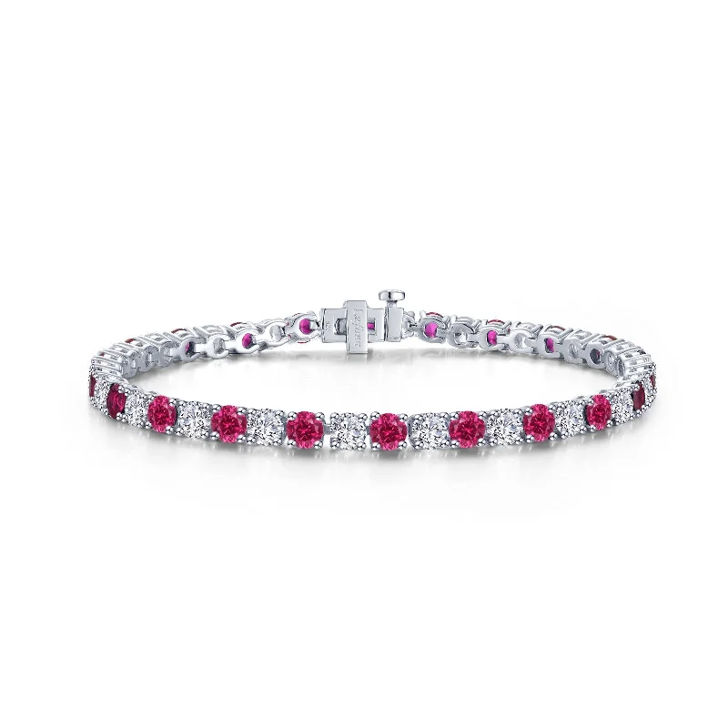 women’s diamond-studded bangles-Lafonn Simulated Diamond & Lab Grown Ruby 11.00ct. Classic Tennis Bracelet SYB003RP72