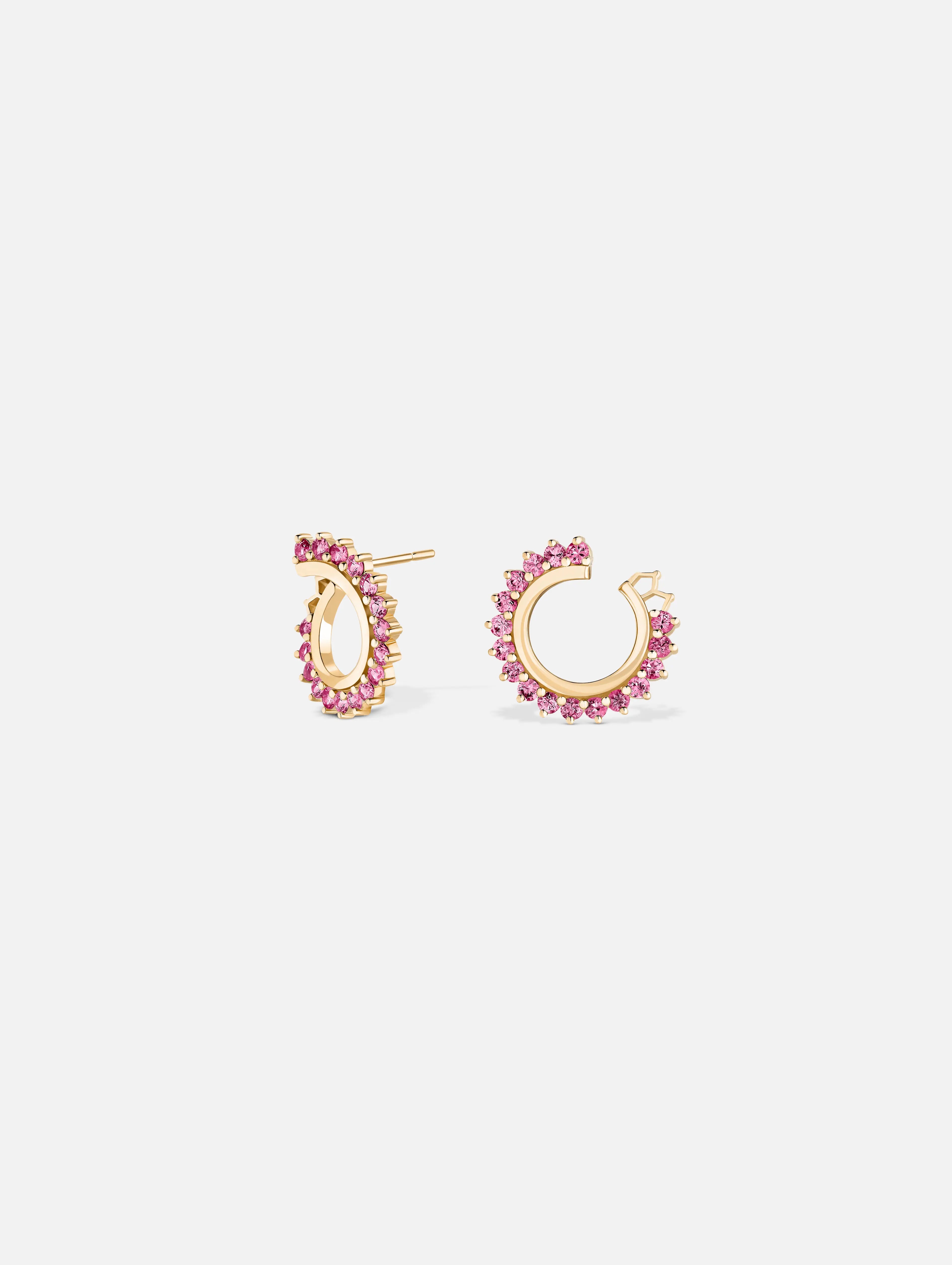 women’s teardrop earrings-Pink Sapphire Earrings in Yellow Gold