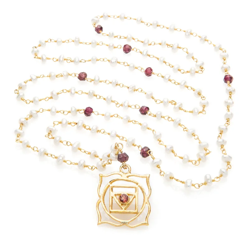 women’s pearl and diamond necklaces-Muladhara Chakra Pendant Necklace