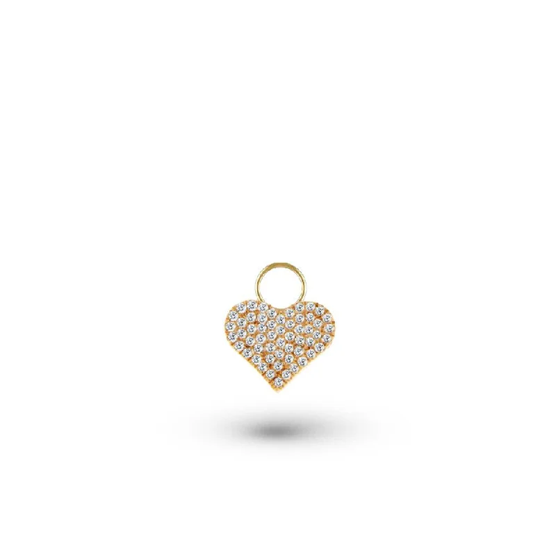 women’s pink gold earrings-Diamond Heart Charm