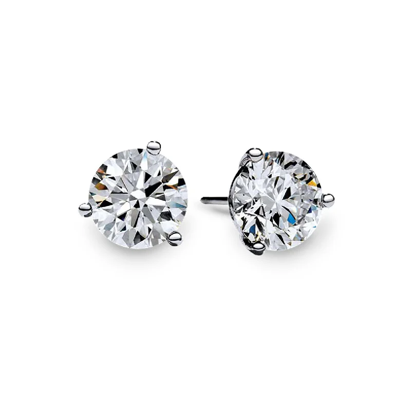 women’s gold-plated earrings-Premier Round Brilliant Diamond Stud Earrings