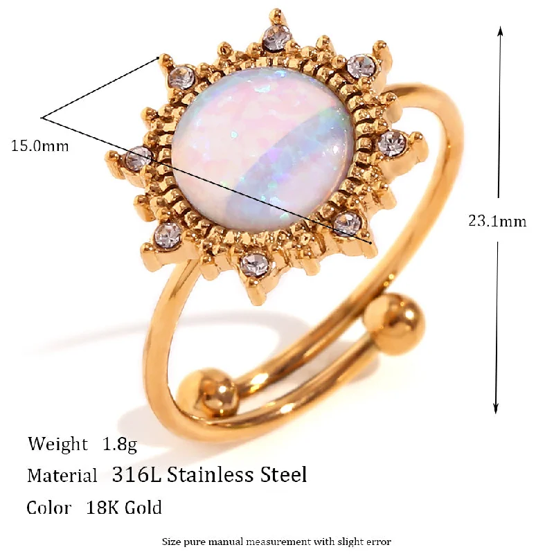 Adjustable Australian Gemstone Sun Ring - Gold Blue