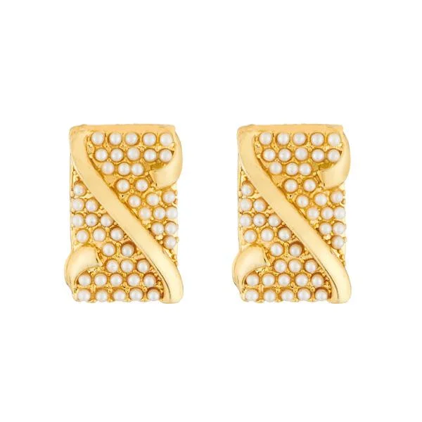 women’s pearl earrings-Kriaa Gold Plated Pearl Stud Earrings - 1310038