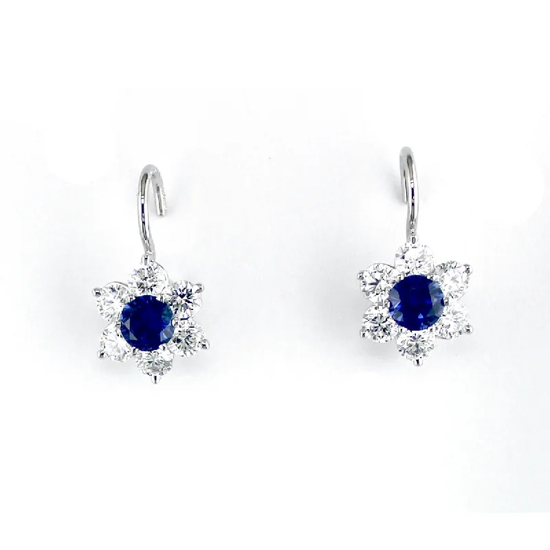 women’s tassel earrings-Platinum Sapphire Diamond Earrings