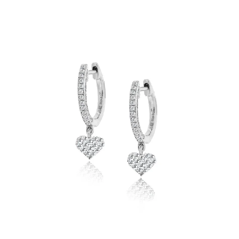 women’s luxury hoop earrings-Diamond Heart Huggie