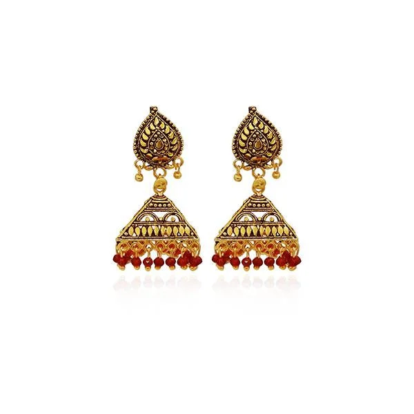 women’s stud earrings-Kriaa Antique Gold Plated Jhumki Earrings - 1308528