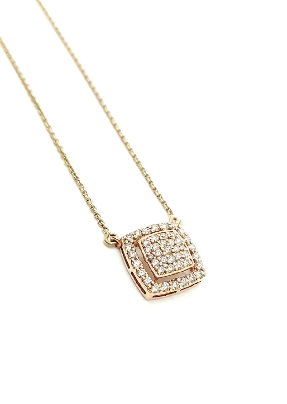 women’s emerald necklaces-Mini Micropavé  Diamond Necklace in 14k Rose Gold AD NO. 2069