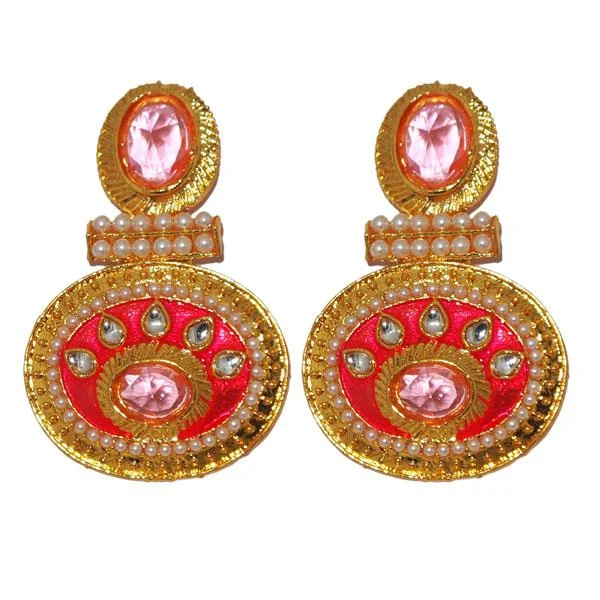 women’s drop diamond earrings-Kriaa Austrian Stone Gold Plated Meenakari Dangler Earrings - 1303136