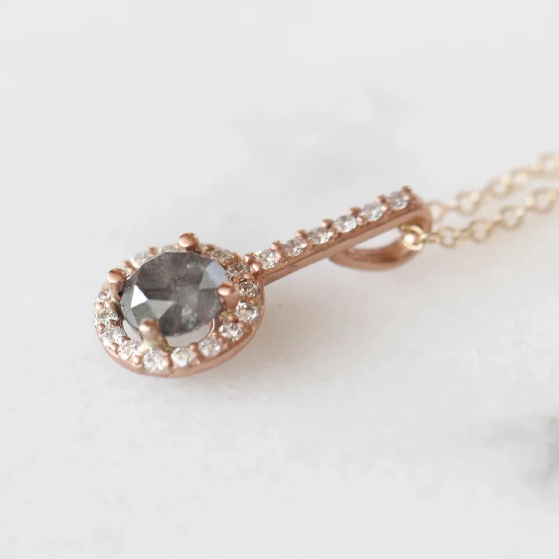 women’s silver charm necklaces-Joy - Petite 14k Rose Gold Salt and Pepper Diamond Necklace - Ready to Ship