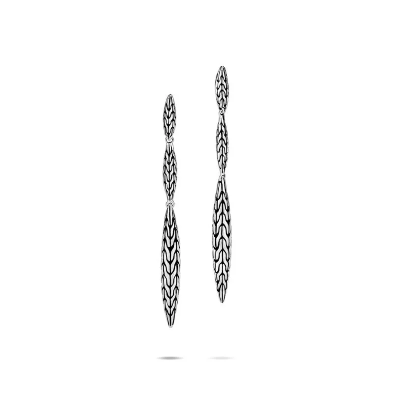 women’s vintage-style earrings-John Hardy Classic Chain Spear Linear Earring EB90539