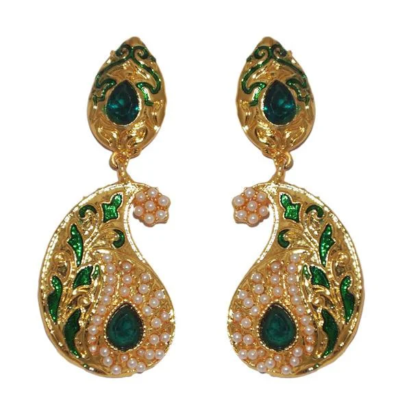 women’s double hoop earrings-Kriaa Red Meenakari Gold Plated Dangler Earrings - 1303117