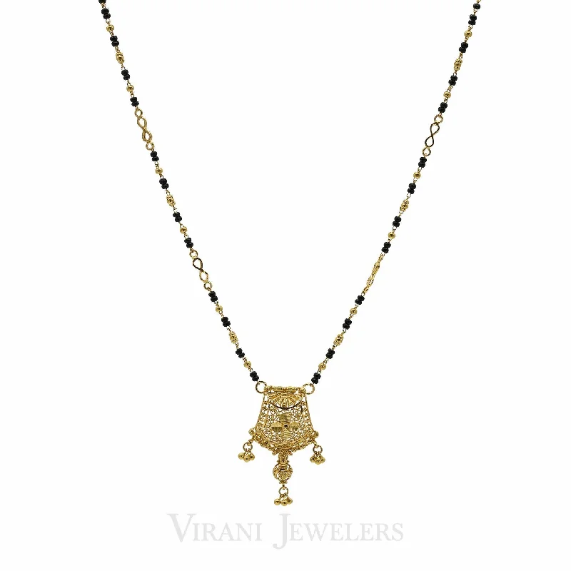 women’s two-tone necklaces-22K Yellow Gold Mangalsutra Beaded Chain Necklace W/ Infinity Design Accent