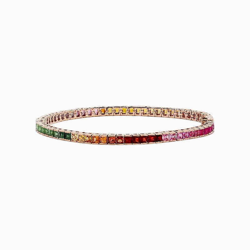 women’s gemstone bangles-Watercolors 14K Rose Gold Multi Sapphire Bracelet