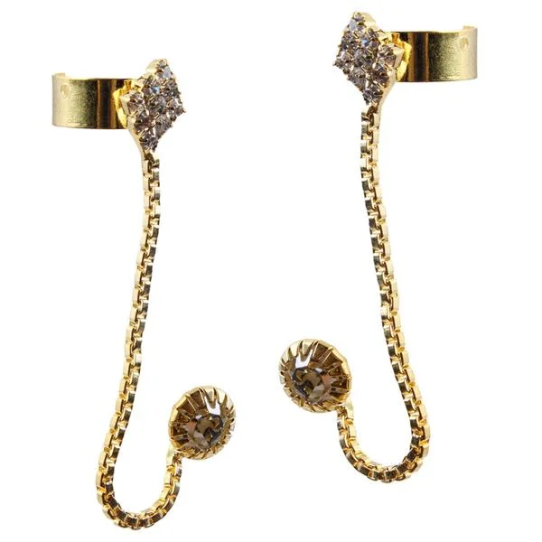 women’s flower earrings-Tip Top Fashions Austrian Stone Gold Plated Ear Cuff - 1303302