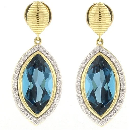 women’s hexagon earrings-London Blue Topaz and Diamond Earrings