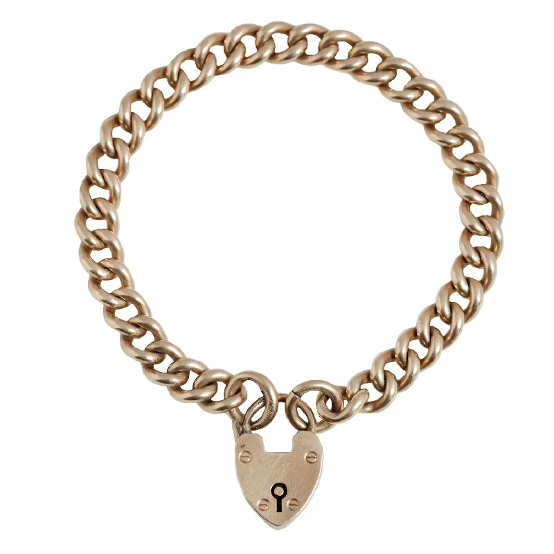 women’s sparkling charm bracelets-Curb Link Heart Bracelet