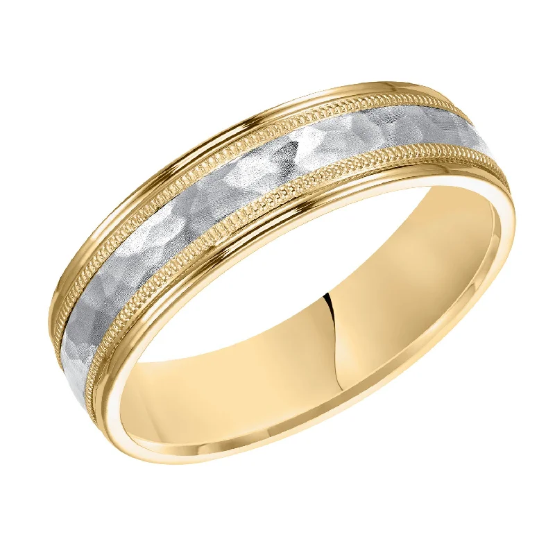 women’s diamond engagement rings-Yellow Gold and Platinum 6mm Men's Wedding Band