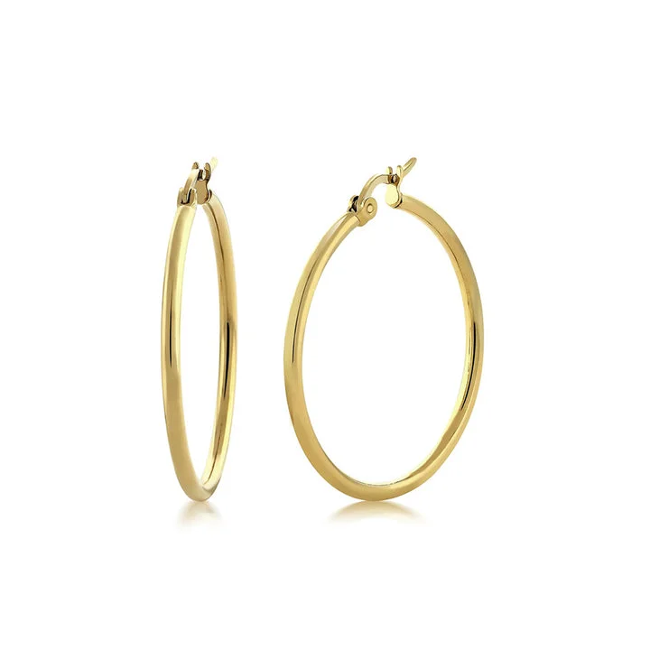 women’s double hoop earrings-Medium Yellow Gold Hoops